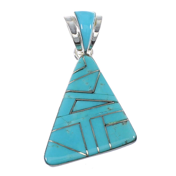 Genuine Sterling Silver Turquoise Inlay Pendant AX47971